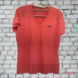 Under Armour Heat Gear Semi-Fitted Women's Orange stretch workout shirt.  M
